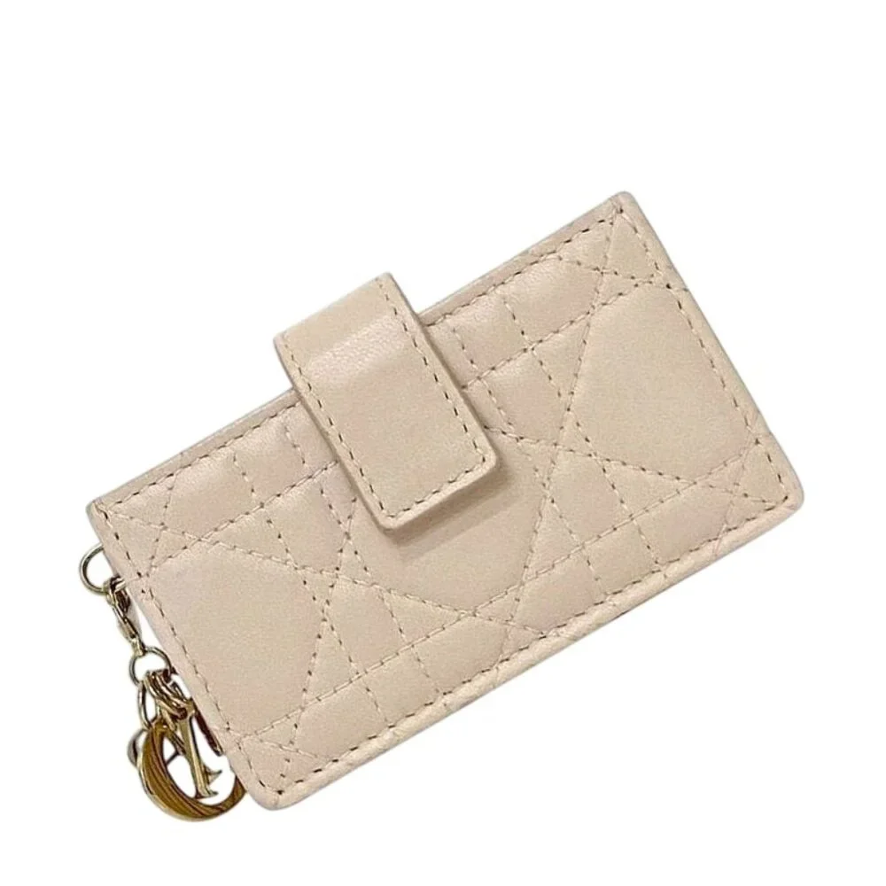 Christian Dior Card Case Beige Lady Dior Cannage